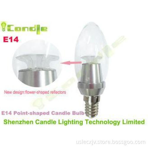 3200k High Lumen E14 LED Candle Bulbs 3 Watt With Transpare